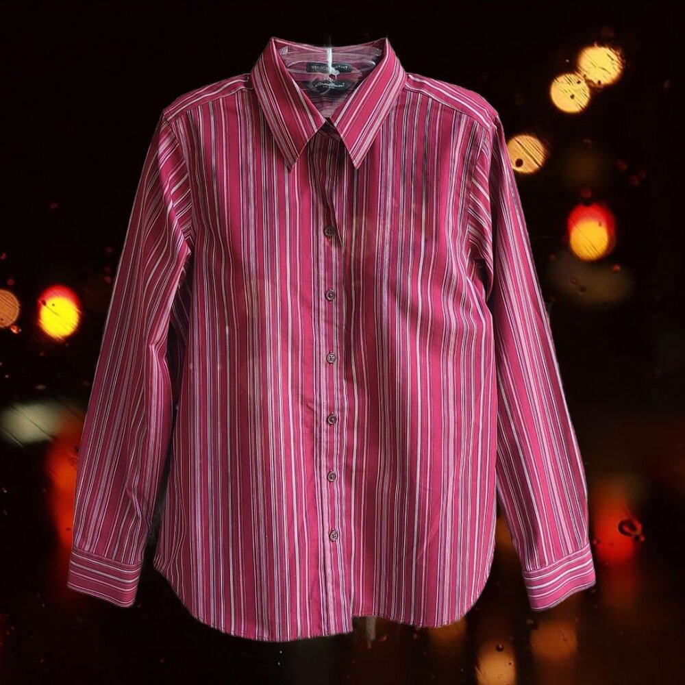 Eddie Bauer Women's Top Blouse Button Up Long Sleeves Striped Size S